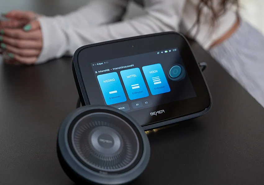 "Zestaw BEMER gotowy do domowej terapii – Katowice" "Zestaw BEMER Premium-Set gotowy do użycia w domu klienta w Katowicach"